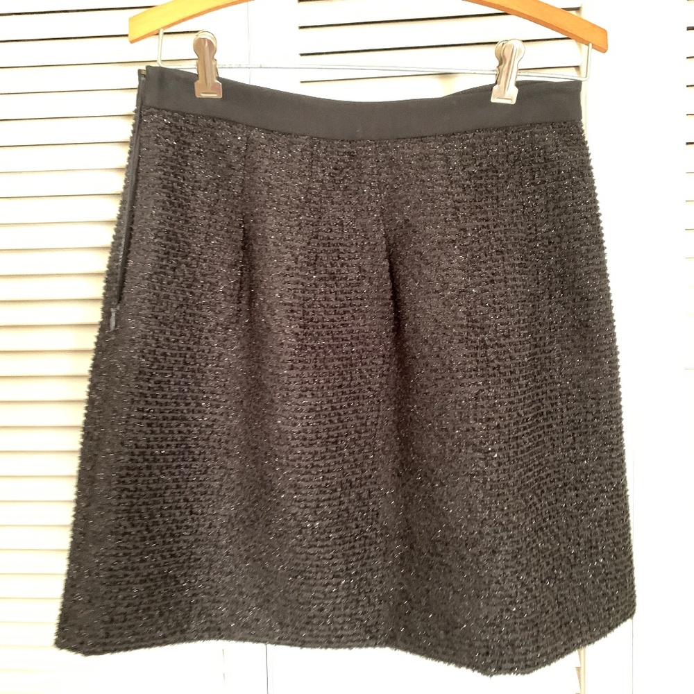 Loft Tweed Metallic Textured A-Line Mini Skirt Black NWT Runs Large